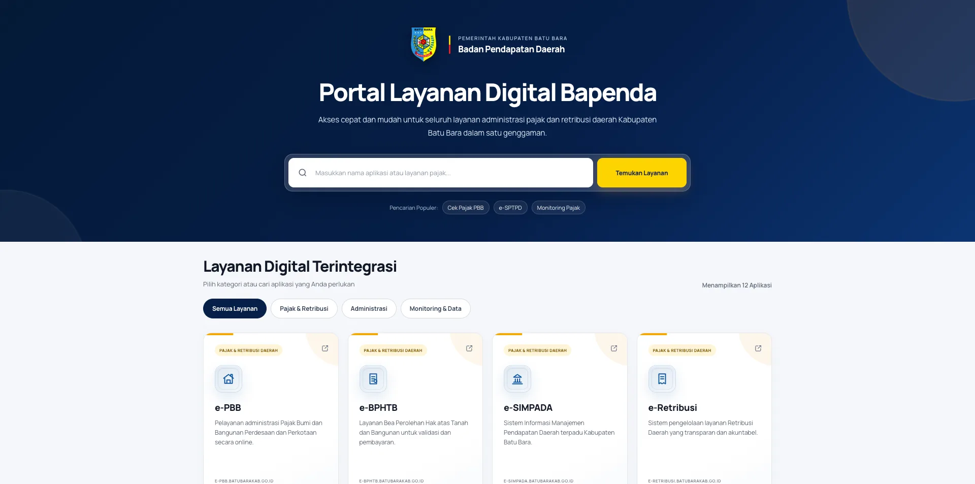 Portal Layanan Digital Bapenda Kabupaten Batu Bara